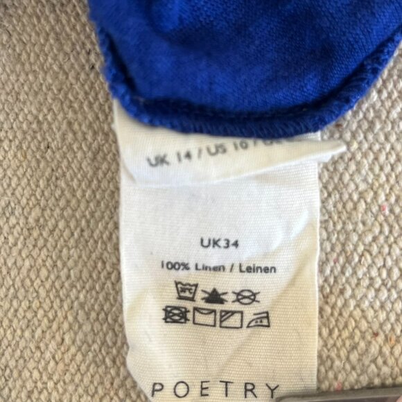 Poetry Blue Cobalt Simple Vest Linen Jersey Tank Top Sz 10 - Picture 6 of 8
